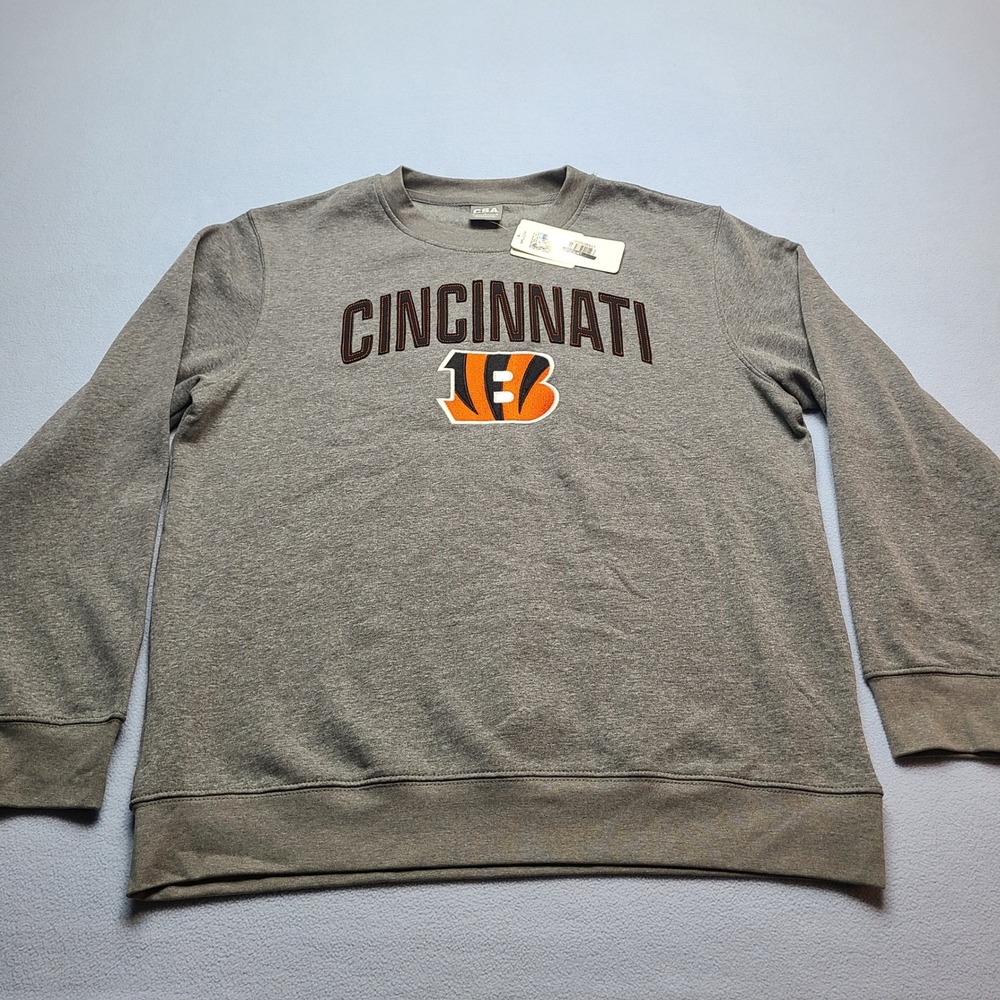 CSA Cincinnati Bengals Sweatshirt Mens L Gray New NFL Embroidered Crewneck